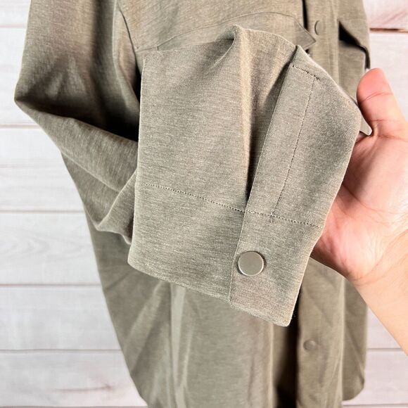 Lululemon Gridliner Fleece Mens Shirt Sz XL Brown Button Up Long Sleeve Shacket - Picture 7 of 9